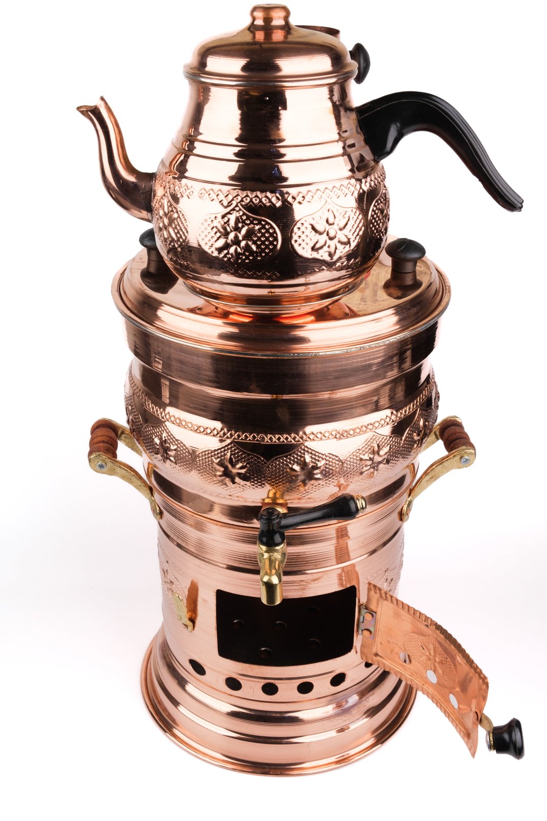 Demlikli Bakır Semaver 5 Litre – Odunlu